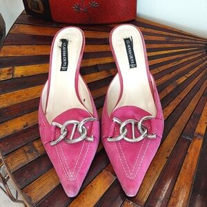 Claudia Ciuti Pink Suede Mules Size 7.5 Made in Italy